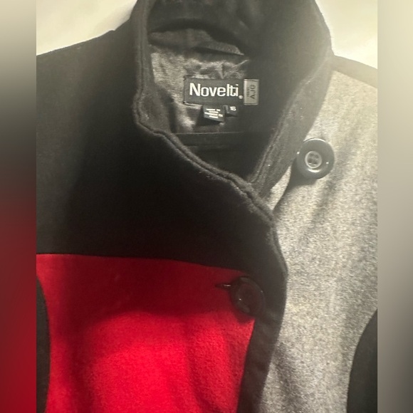 Novelties by AGJ size 16 Black , Grey and Red Colorblock Coat - Picture 3 of 8